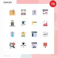 Pack of 16 Modern Flat Colors Signs and Symbols for Web Print Media such as holiday development user develop app Editable Pack of Creative Vector Design Elements