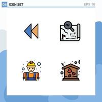 4 Creative Icons Modern Signs and Symbols of control builder video travel worker Editable Vector Design Elements