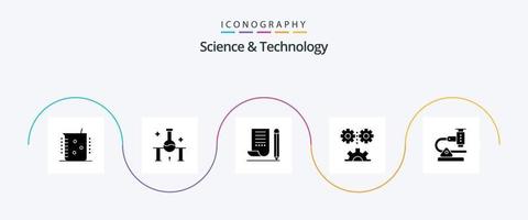 paquete de iconos de glifo 5 de ciencia y tecnología que incluye ciencia de la ingeniería. ciencia aplicada. experimento científico. bloc de notas computadora portátil vector