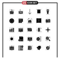 Group of 25 Solid Glyphs Signs and Symbols for eco network down human business Editable Vector Design Elements