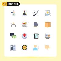 Set of 16 Modern UI Icons Symbols Signs for blogging blog page fun ice hockey winter Editable Pack of Creative Vector Design Elements