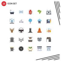 Flat Color Pack of 25 Universal Symbols of computing video power tutorial internet Editable Vector Design Elements