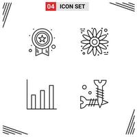 Set of 4 Modern UI Icons Symbols Signs for award up success thanksgiving diy Editable Vector Design Elements
