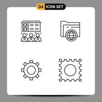 4 Line concept for Websites Mobile and Apps lecture setting folder globe lsd Editable Vector Design Elements