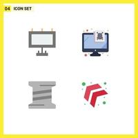 Group of 4 Modern Flat Icons Set for advertisement thread computer virus up Editable Vector Design Elements