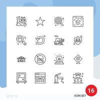 Modern Set of 16 Outlines Pictograph of checkup online child learning education Editable Vector Design Elements