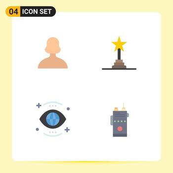 4 Flat Icon concept for Websites Mobile and Apps avatar global user lifetime achievements view Editable Vector Design Elements