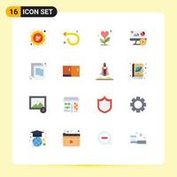 16 User Interface Flat Color Pack of modern Signs and Symbols of investment online left monitor heart Editable Pack of Creative Vector Design Elements