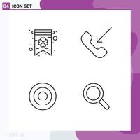 Line Pack of 4 Universal Symbols of card cloak call phone look Editable Vector Design Elements