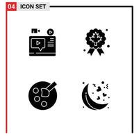 4 Creative Icons Modern Signs and Symbols of video drawing youtube award paint Editable Vector Design Elements