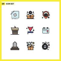 Stock Vector Icon Pack of 9 Line Signs and Symbols for kitchen done gear and map Editable Vector Design Elements