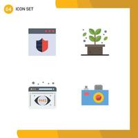 Modern Set of 4 Flat Icons and symbols such as browser data analysis webpage plant camera Editable Vector Design Elements