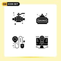 Group of 4 Modern Solid Glyphs Set for buildings check in valve sign map Editable Vector Design Elements