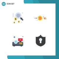 4 Universal Flat Icon Signs Symbols of dollar presentation solar solar system access Editable Vector Design Elements