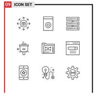 Modern Set of 9 Outlines Pictograph of data wash data shower bathroom Editable Vector Design Elements