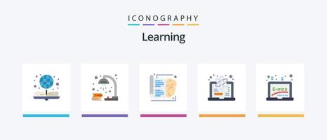 Learning Flat 5 Icon Pack Including learning. learn. study. degree. learning. Creative Icons Design vector