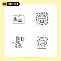 Universal Icon Symbols Group of 4 Modern Filledline Flat Colors of card transfer id pass temperature Editable Vector Design Elements