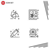 Pictogram Set of 4 Simple Filledline Flat Colors of abstract remove motion diploma rubber Editable Vector Design Elements