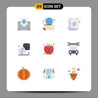 Pictogram Set of 9 Simple Flat Colors of halloween play management games competition Editable Vector Design Elements