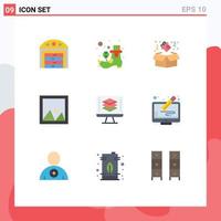 Set of 9 Modern UI Icons Symbols Signs for screen code gift programming interior Editable Vector Design Elements