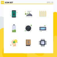 User Interface Pack of 9 Basic Flat Colors of energy electric rain battery radiator Editable Vector Design Elements