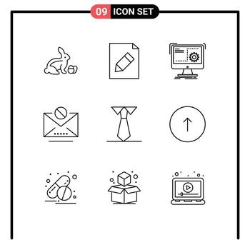 conjunto de 9 paquetes de esquemas comerciales para mensajes de estudio correo electrónico elementos de diseño vectorial editables vector