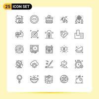 Set of 25 Modern UI Icons Symbols Signs for man physics eat user bird Editable Vector Design Elements