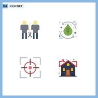 4 Thematic Vector Flat Icons and Editable Symbols of family nature people ecology crosshair Editable Vector Design Elements