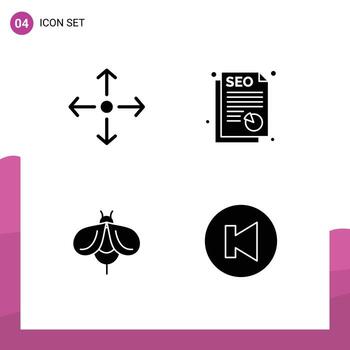 Editable Vector Line Pack of Simple Solid Glyphs of arrow bug report bee multimedia Editable Vector Design Elements