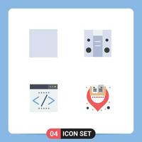 Set of 4 Vector Flat Icons on Grid for stop library music interface search engine learning Editable Vector Design Elements