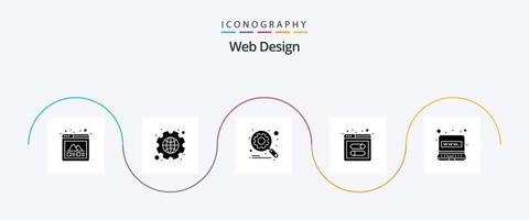 Web Design Glyph 5 Icon Pack Including computer. web. magnifier. development. seo vector