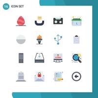 16 User Interface Flat Color Pack of modern Signs and Symbols of games tablet cassette pill schedule Editable Pack of Creative Vector Design Elements