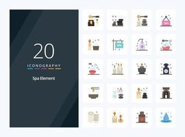 20 Spa Element Flat Color icon for presentation vector