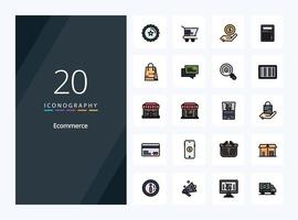 20 Ecommerce line Filled icon for presentation vector