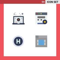 Mobile Interface Flat Icon Set of 4 Pictograms of internet sign video website design Editable Vector Design Elements