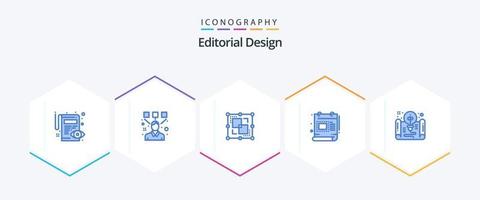 Editorial Design 25 Blue icon pack including document. scale. divide. document. creative vector