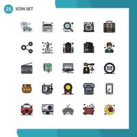 paquete de iconos de vector de stock de 25 signos y símbolos de línea para elementos de diseño de vector editables de búsqueda de computadora portátil de calendario de caja de maletín