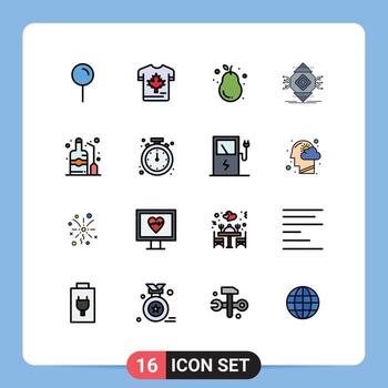 16 líneas rellenas de colores planos vectoriales temáticos y símbolos editables de elementos de diseño de vectores creativos editables de arce ubicomp pera de computación informática