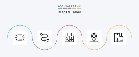 mapas y paquete de iconos de la línea de viaje 5 que incluye. tráfico. esquema. Departamento vector