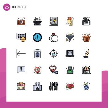 grupo de 25 signos y símbolos de colores planos de línea rellena para la idea de portátil móvil de tecnología lluvia de ideas elementos de diseño vectorial editables vector