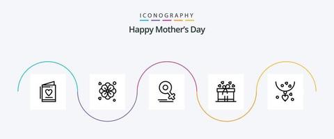 paquete de iconos de la línea 5 del día de la madre feliz que incluye a mamá. regalo . verano. amar vector