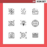 Outline Pack of 9 Universal Symbols of red tax hot bath payable duties Editable Vector Design Elements