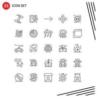 Group of 25 Modern Lines Set for darts management arrow deployment topology Editable Vector Design Elements