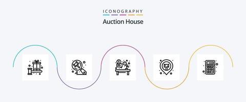 Auction Line 5 Icon Pack Including map pin. map. judge. location. hammer vector