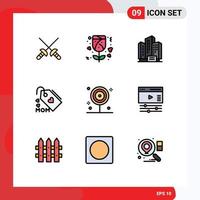 Modern Set of 9 Filledline Flat Colors Pictograph of lollipop food building cooking mom Editable Vector Design Elements