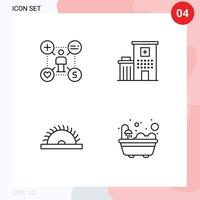 4 User Interface Line Pack of modern Signs and Symbols of user construction add building tool Editable Vector Design Elements