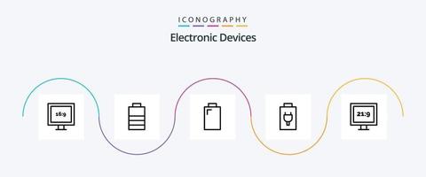 paquete de iconos de la línea 5 de dispositivos que incluye . eléctrico. vector