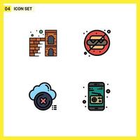 4 Creative Icons Modern Signs and Symbols of home delete wall water cancel Editable Vector Design Elements