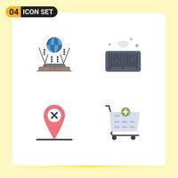 Pack of 4 Modern Flat Icons Signs and Symbols for Web Print Media such as internet cross connect iot checkout Editable Vector Design Elements