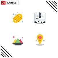 Set of 4 Modern UI Icons Symbols Signs for camping rope color rope comuter india Editable Vector Design Elements